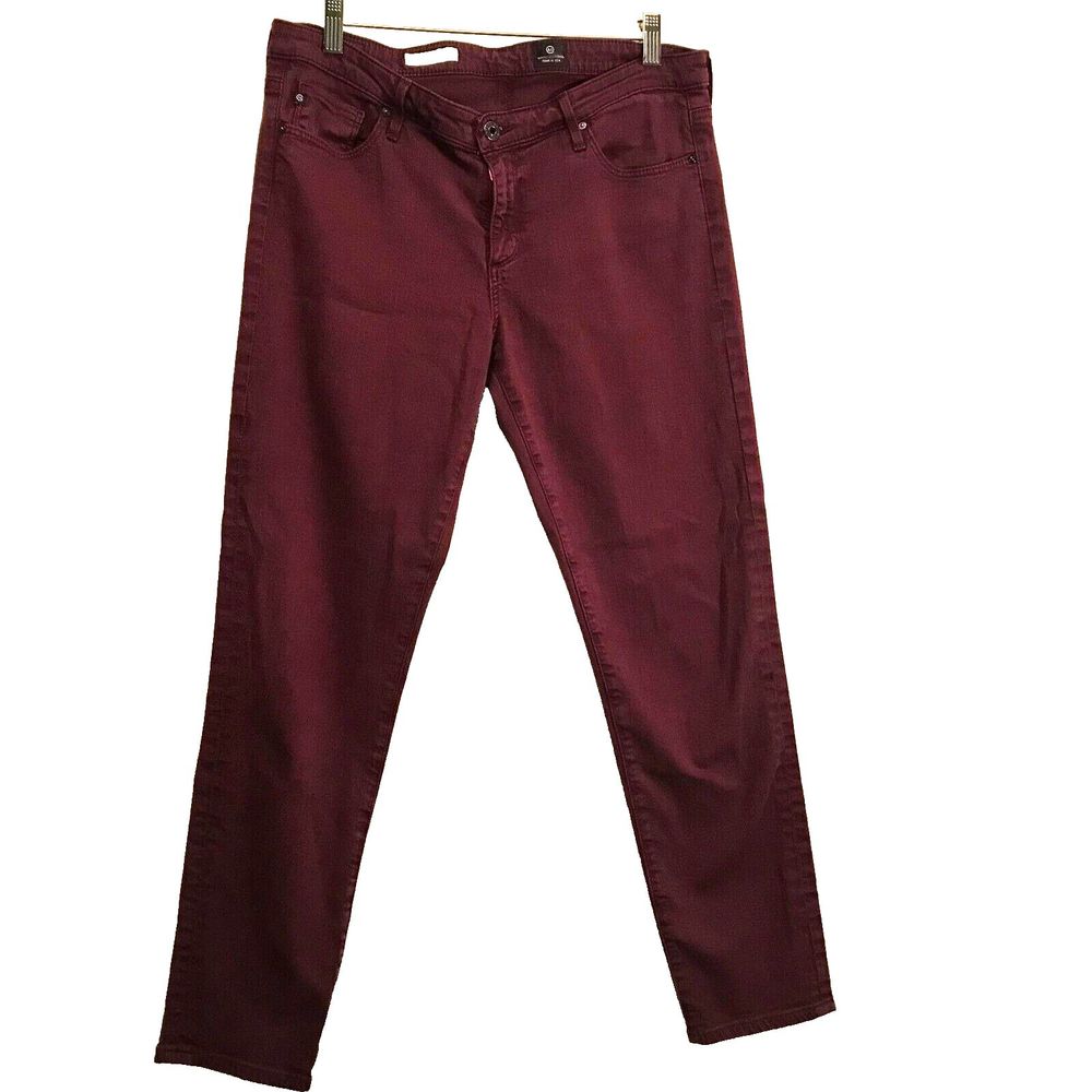 AG Adriano Goldschmied The Stevie Ankle Wine Red Pants Size 32R made in US
